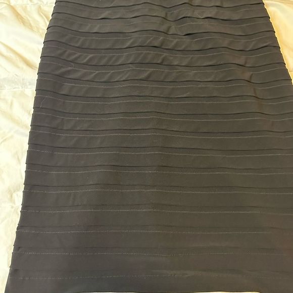 Adrianna Papell women's dress mini ruffles pleated 3/4 sleeve black mesh top - Picture 6 of 15